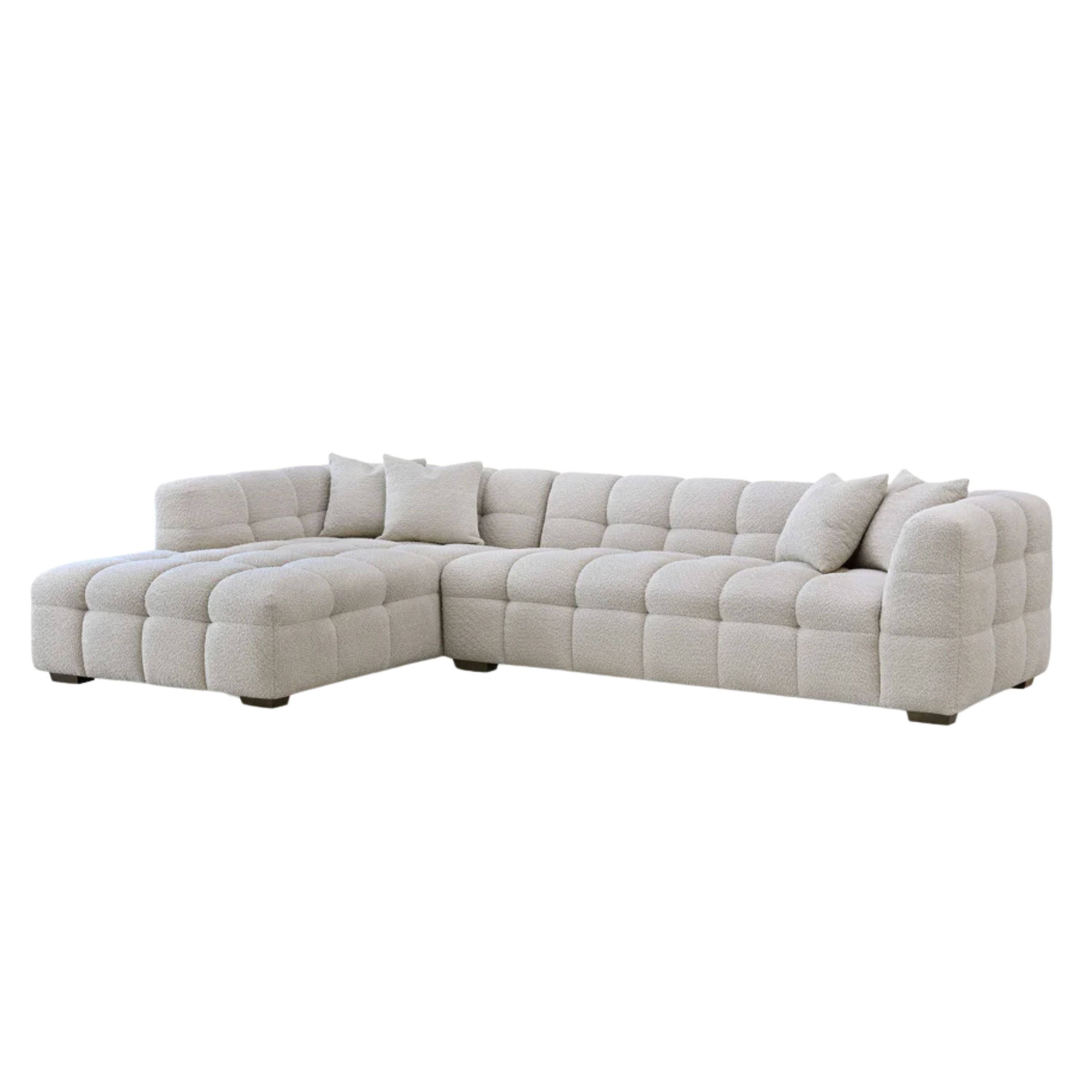 Aluxo Daito Oatmeal Beige Boucle Bubble Left Hand Corner Sofa | 5 Seater
